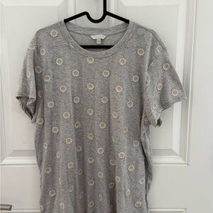 Madewell Heather Gray Daisy Print Short Sleeve Tee